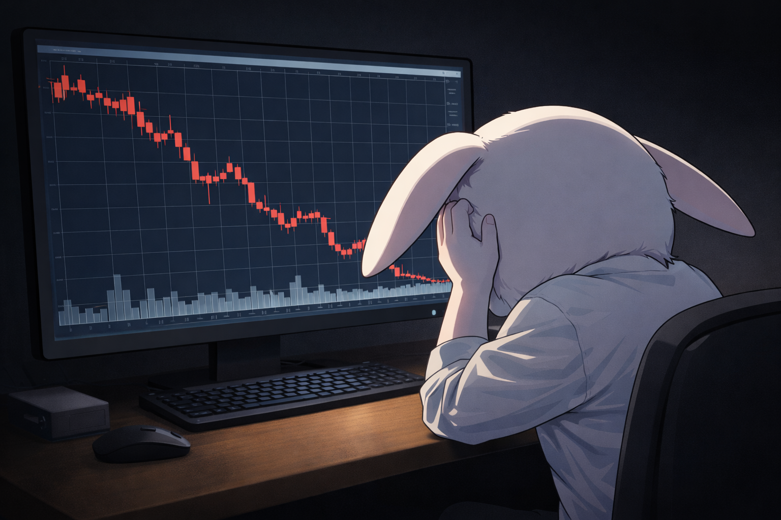 想定外の相場変動に追い込まれる投資家の心情イメージ